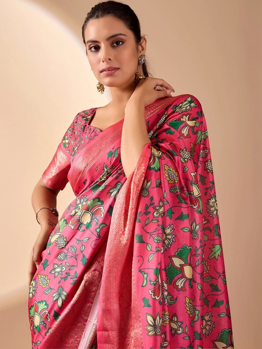 Moda Rapido Floral Zari Silk Blend Designer Saree thumbnail 6