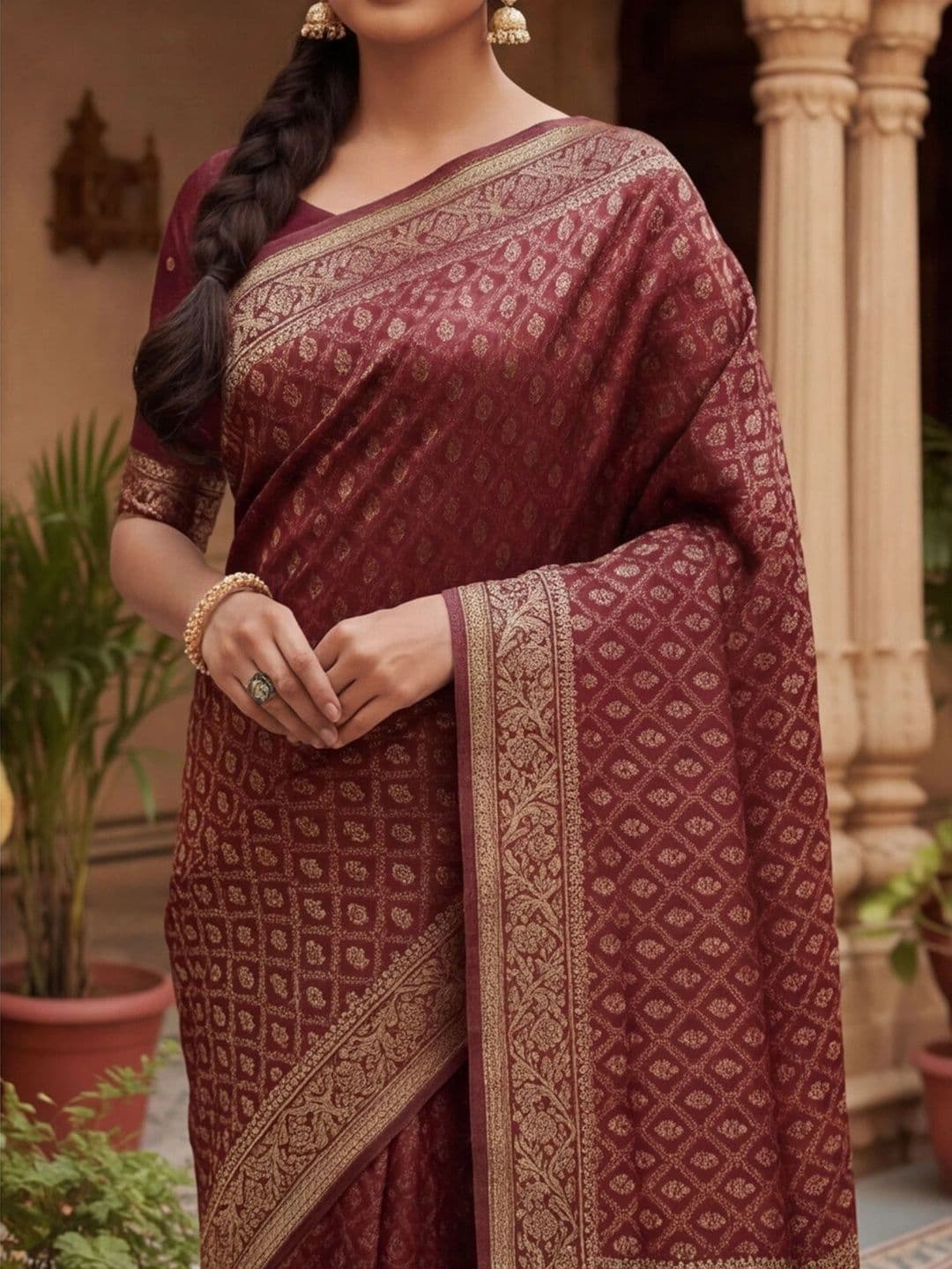 Anouk Rustic Woven Design Zari Silk Blend Designer Banarasi Saree thumbnail 2