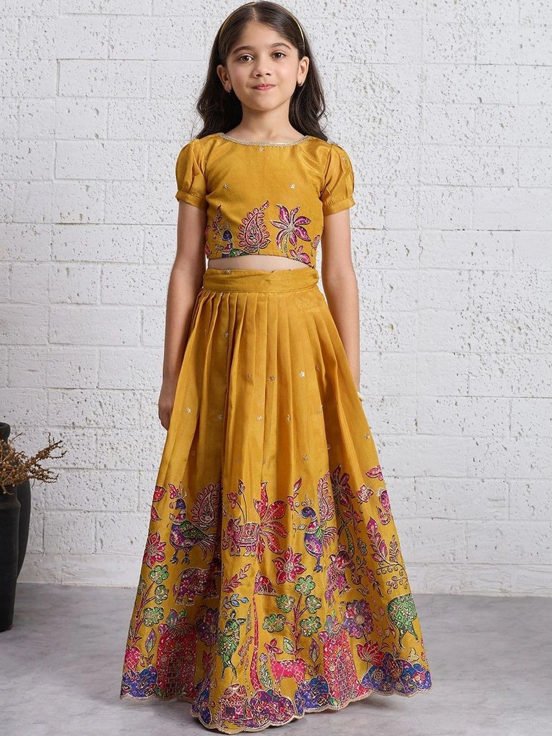 Tasarika Girls Embroidered Sequinned Ready to Wear Lehenga & - view 1