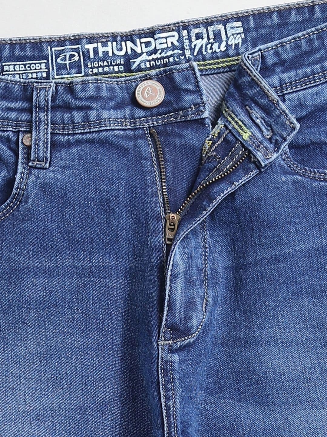 THUNDER JEANS Men Straight Fit Mid-Rise Stretchable Jeans thumbnail 5