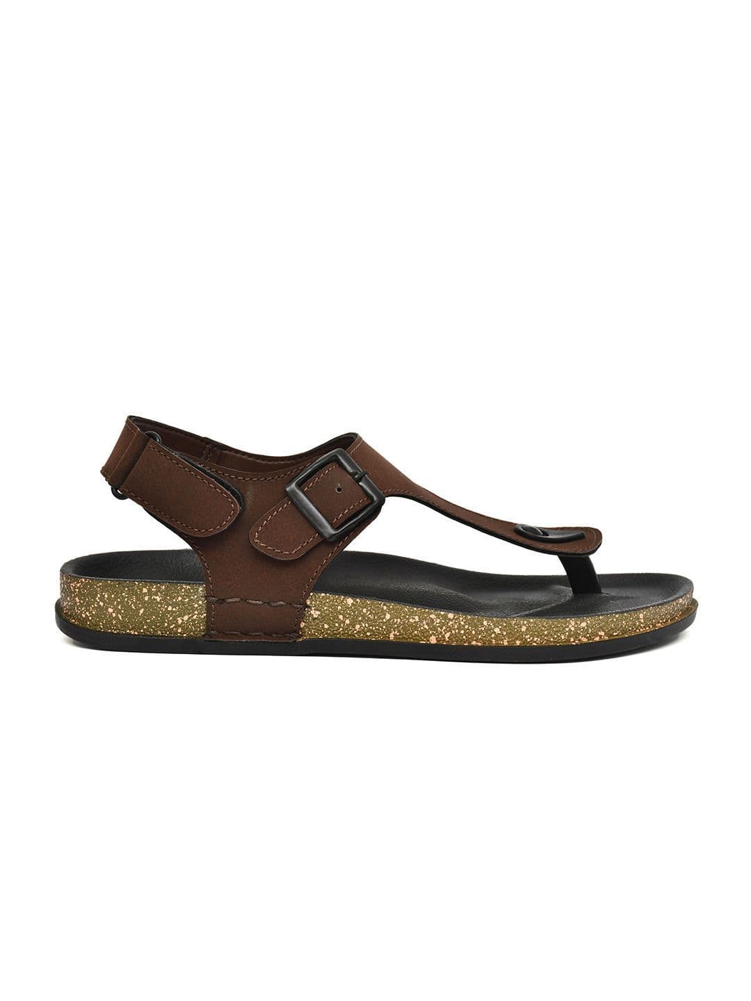 G L Trend Men Casual Iightweight Brown T Strap Velcro Sandals thumbnail 3