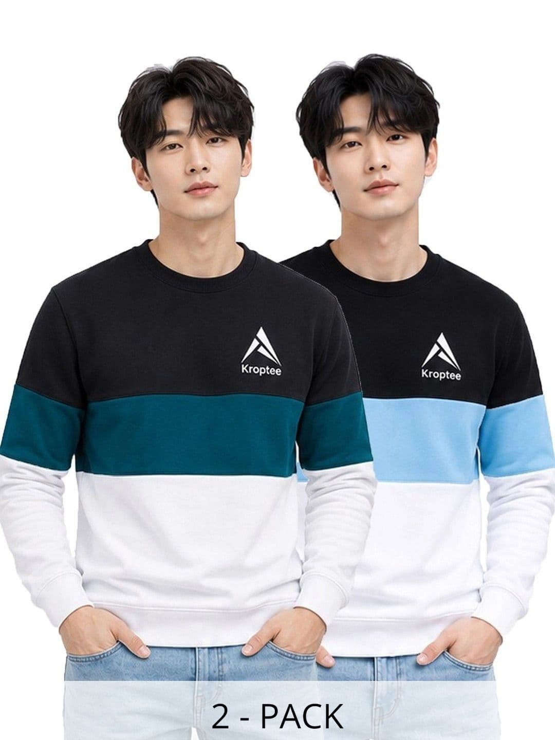 Kroptee Men Colourblocked Logo T-shirt Pack - view 1