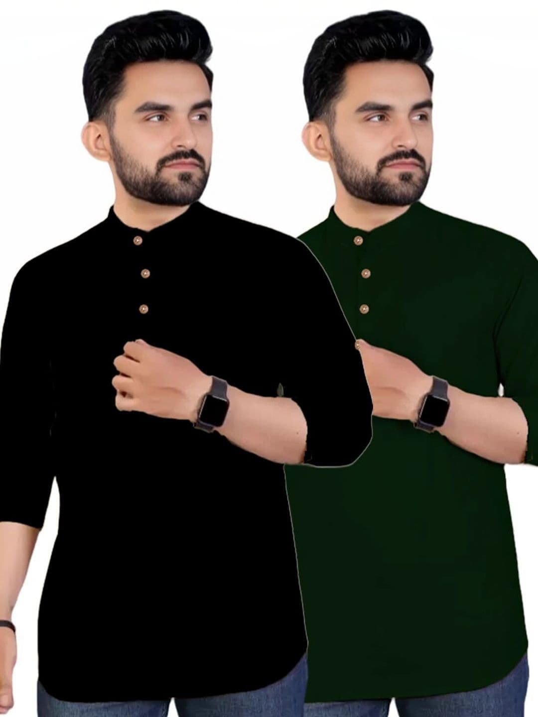 Amrit Trending Men Pack of 2 Cotton Mandarin Collar Kurta - view 1