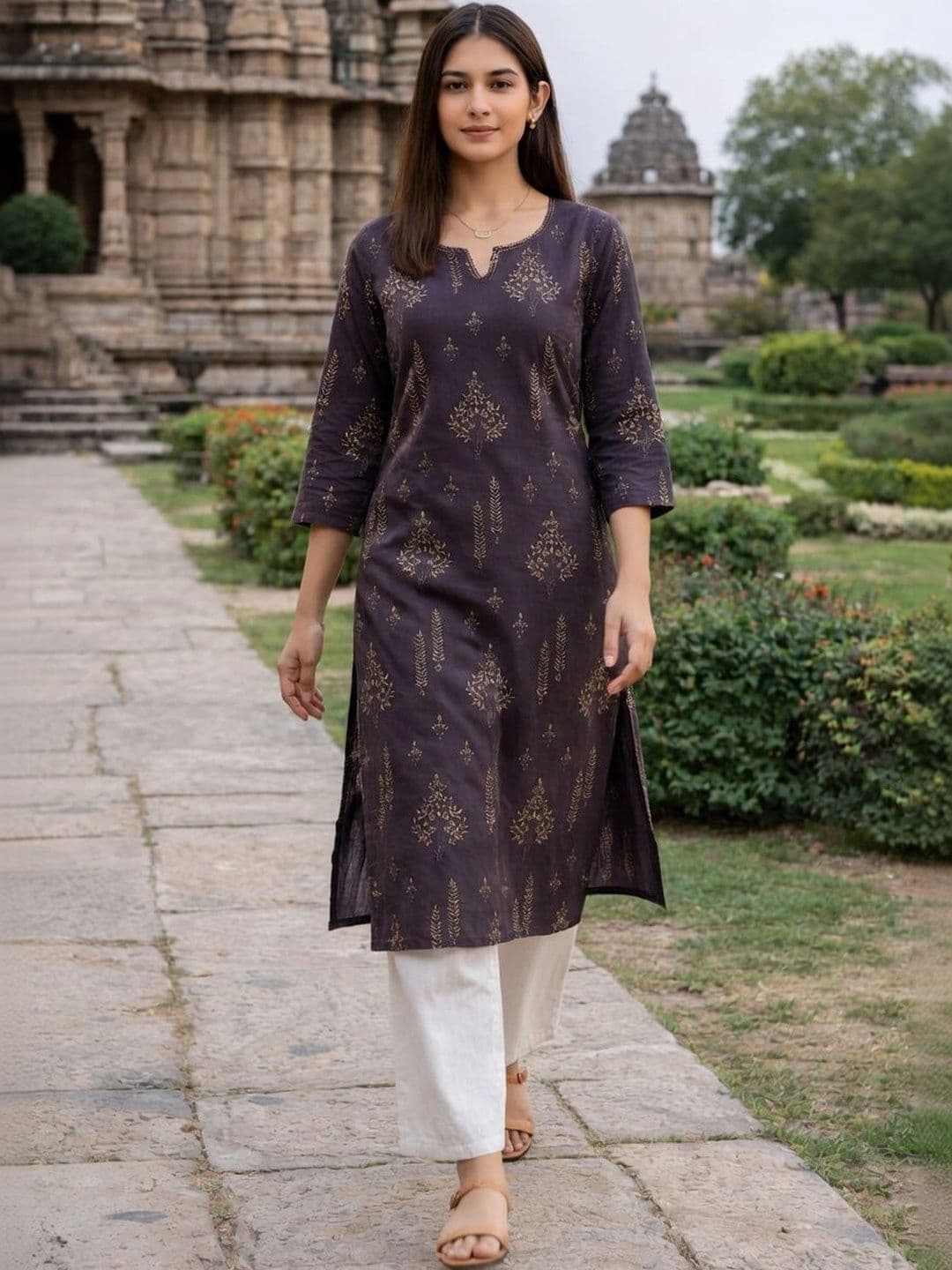 KALINI Women Ethnic Motifs Printed Indie Prints Kurta thumbnail 3