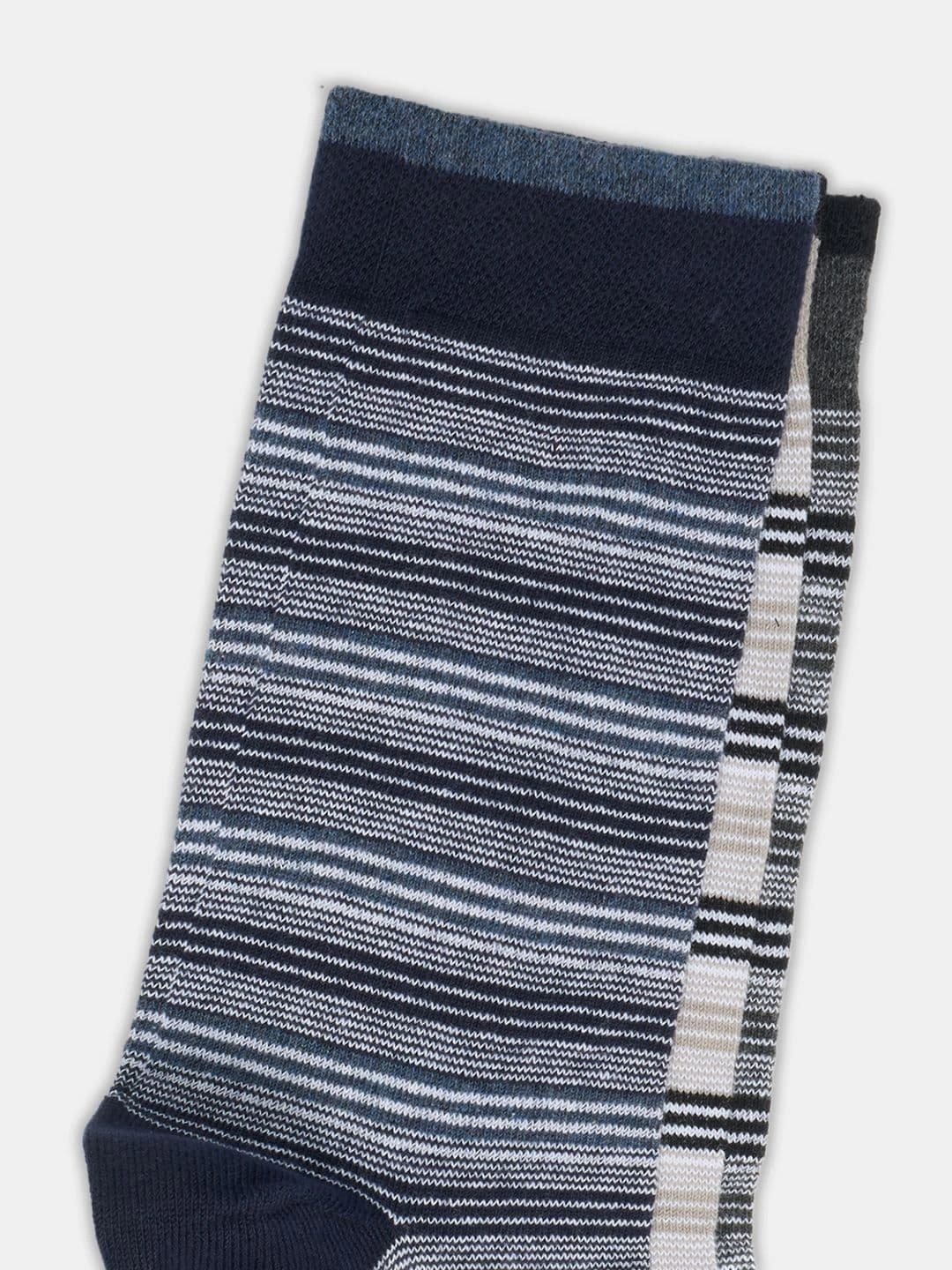 Urban Ranger by pantaloons Men Pack of 3 Cotton Blend Assorted Striped Above Ankle Socks thumbnail 3