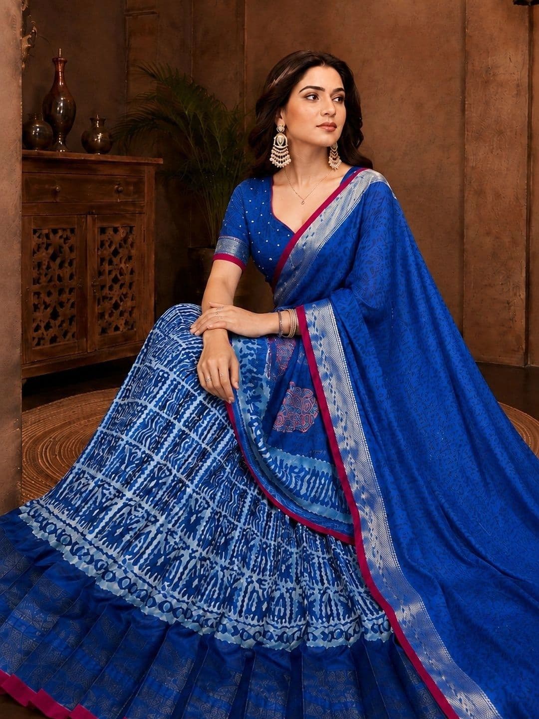KALINI Embellished Thread Work Ready to Wear Lehenga & Unstitched Blouse With Dupatta thumbnail 5