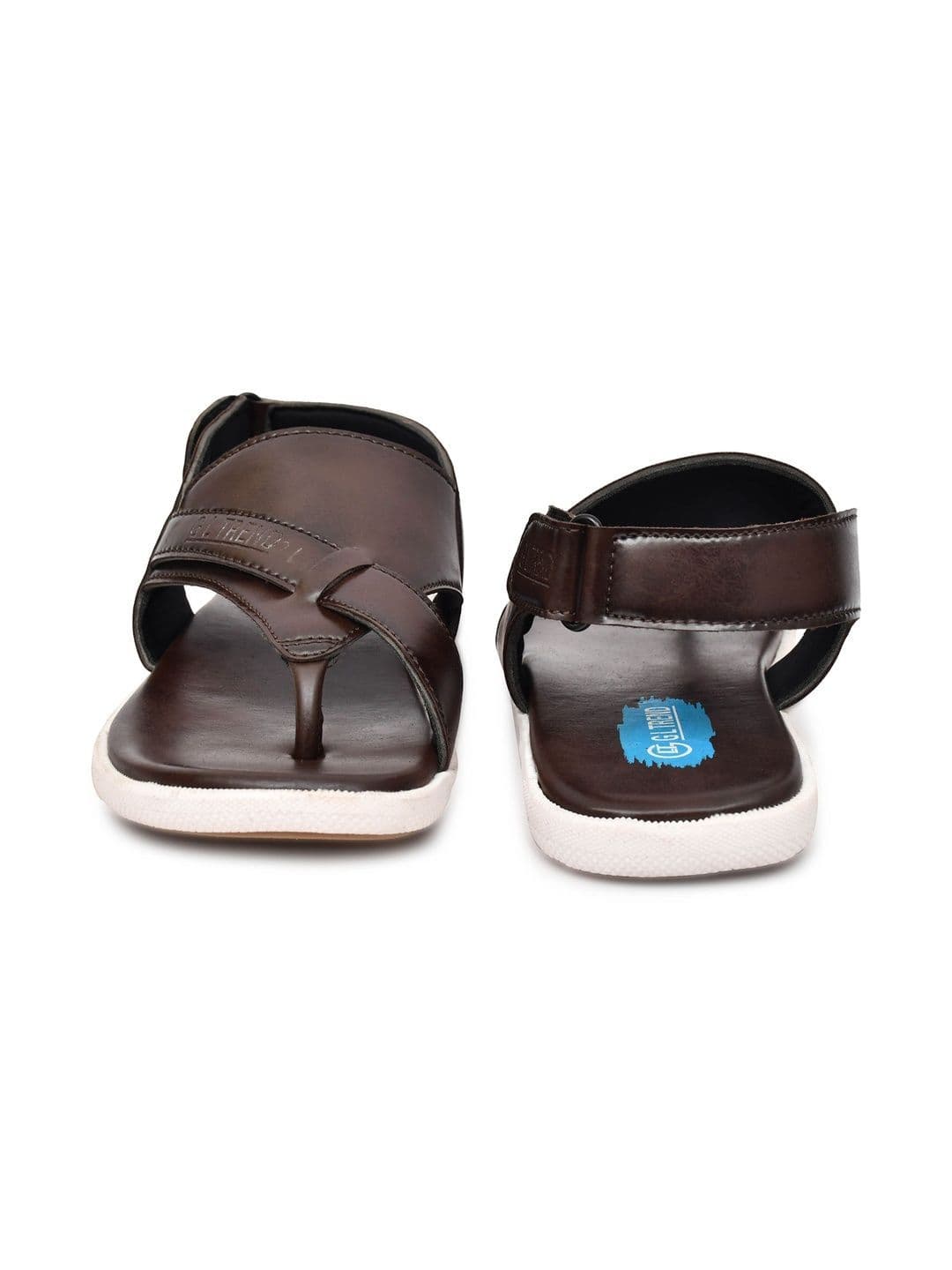 G L Trend Men Leather Comfort Casual Velcro Brown Sandals thumbnail 4