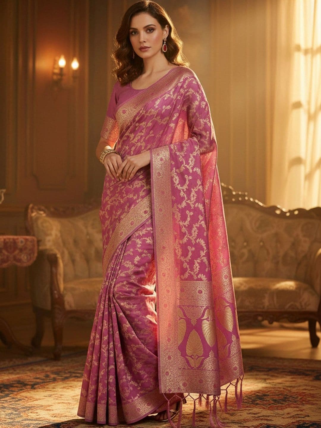 Anouk Rustic Woven Design Zari Silk Blend Designer Banarasi Saree - view 1