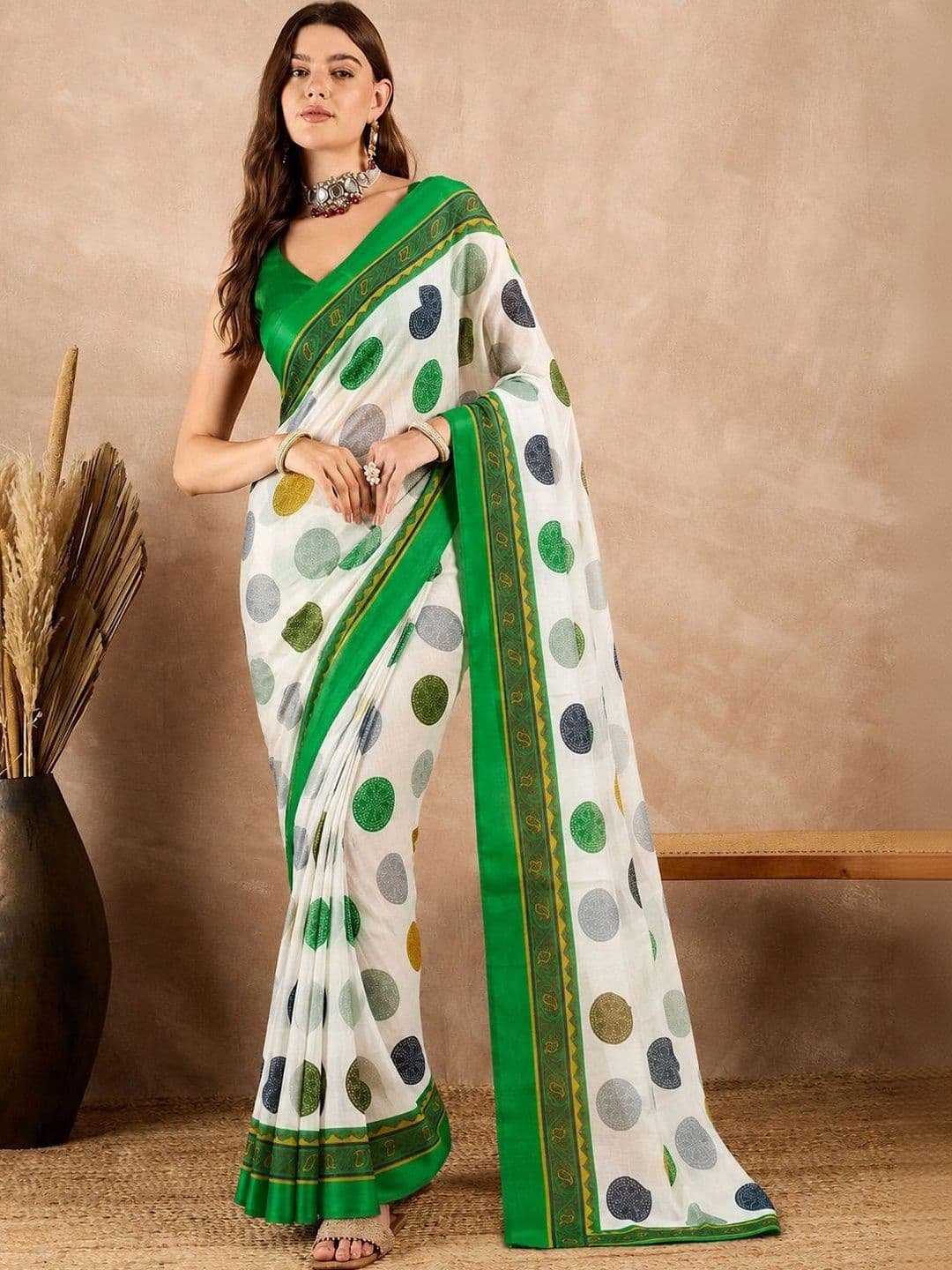 SANJANA  SILK SANJANA SILK Polka Dot Pure Georgette Saree - view 1