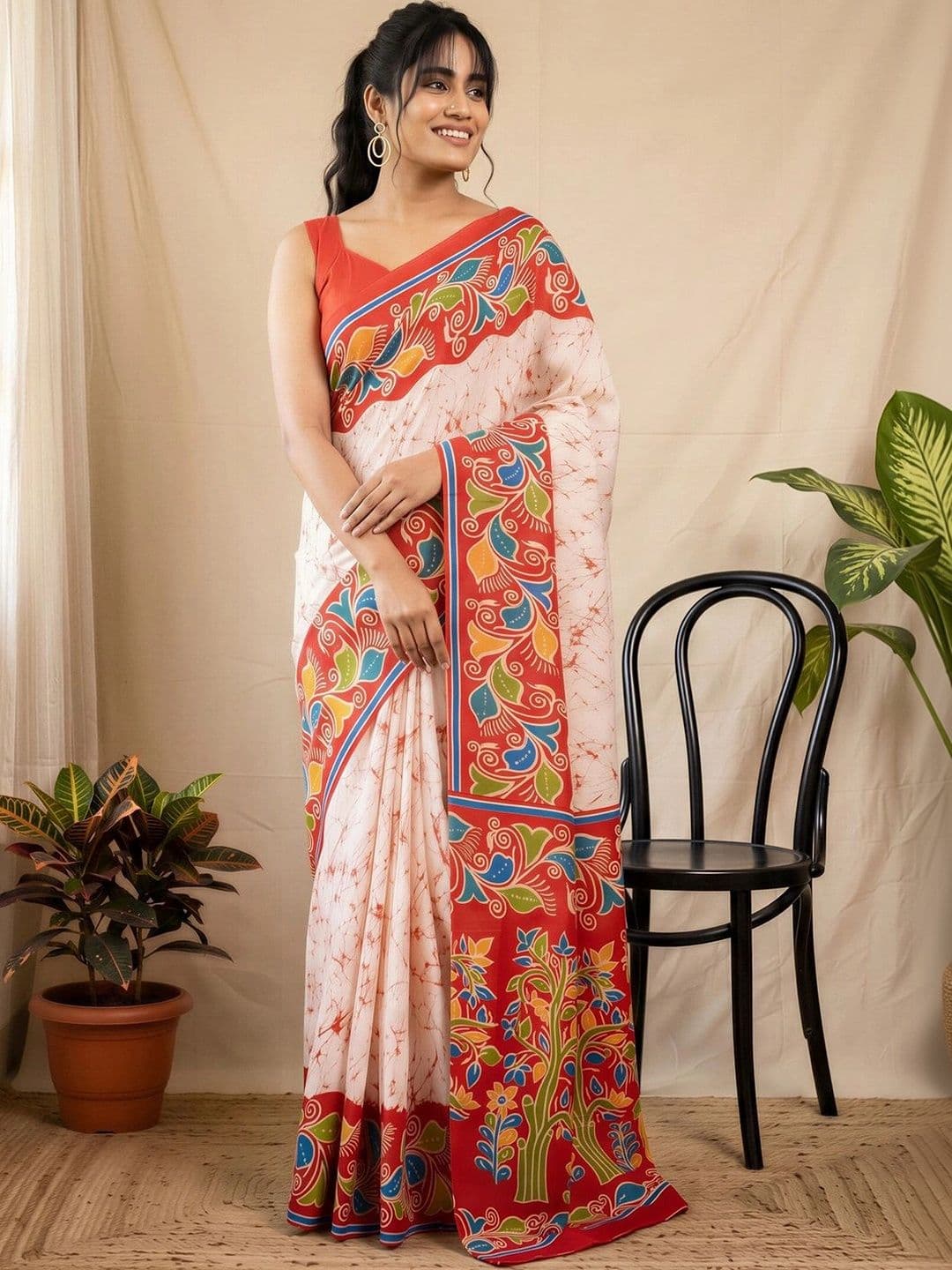 Anouk Batik Designer Block Print Saree - view 1