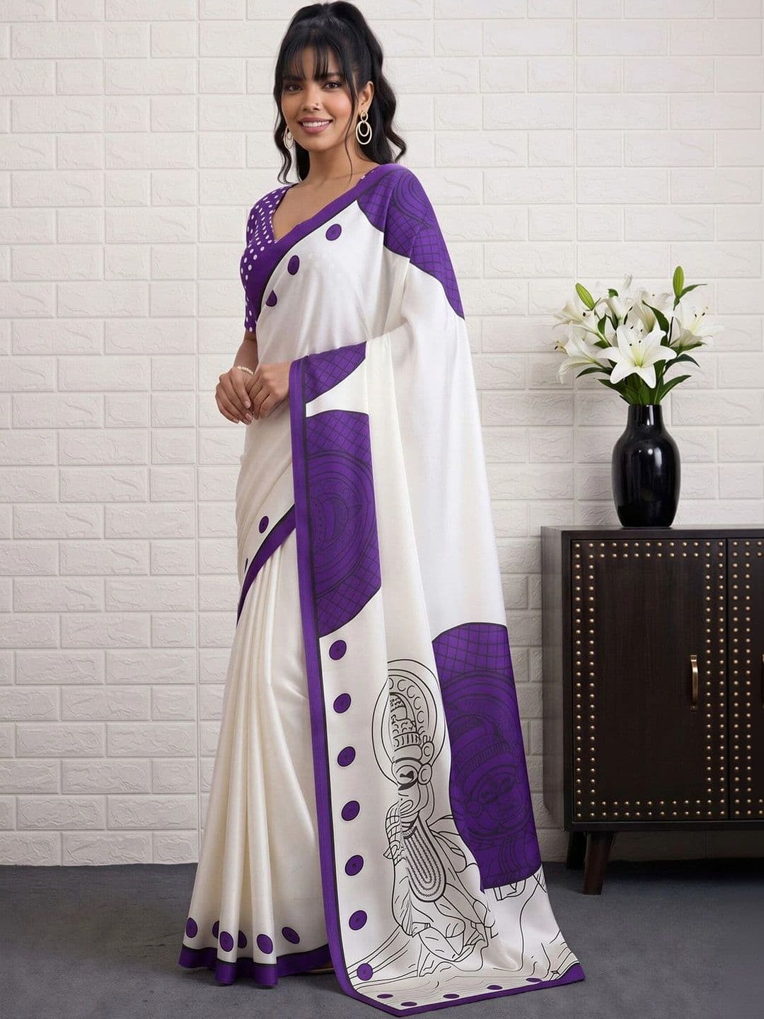 Anouk Ethnic Motifs Satin Designer Banarasi Saree thumbnail 6