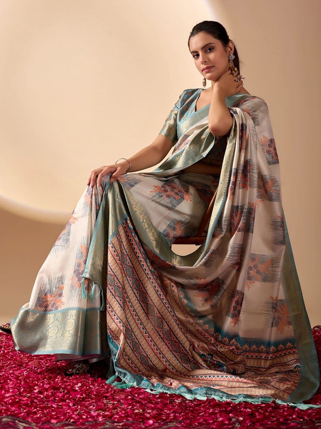 Moda Rapido Zari Silk Blend Designer Saree thumbnail 2