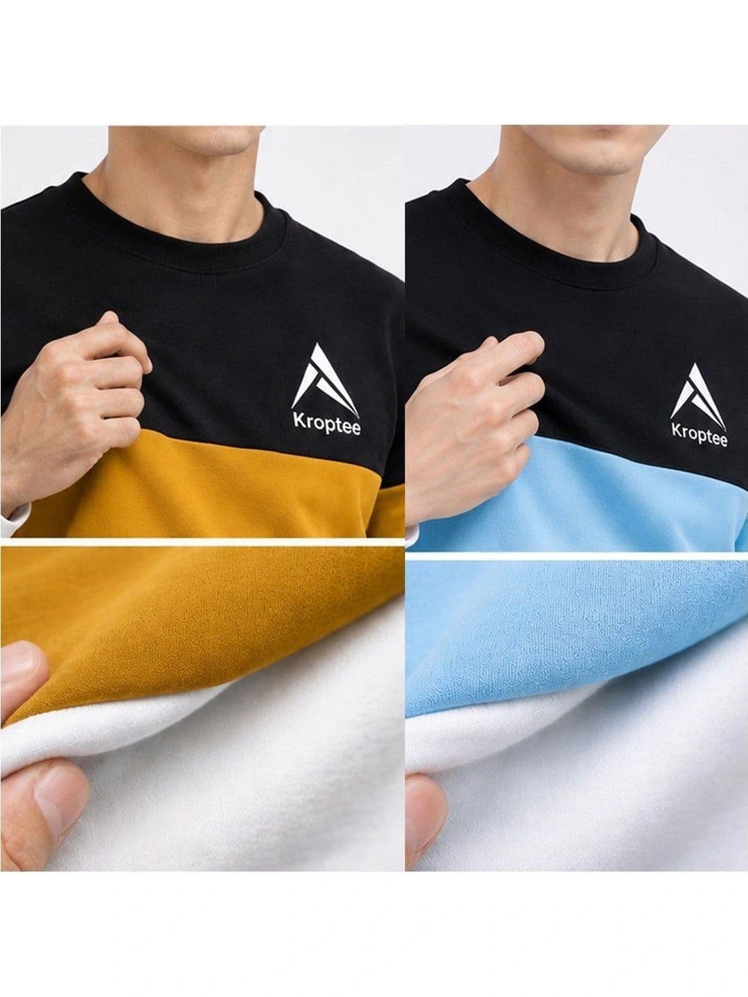 Kroptee Men Colourblocked Logo T-shirt Pack thumbnail 4