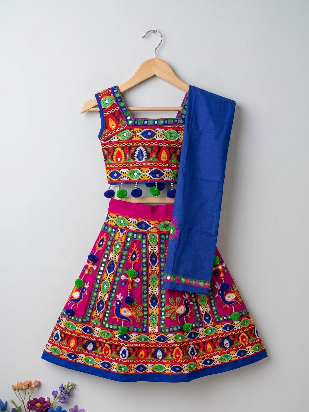 ahhaaaa Girls Embroidered Mirror Work Ready to Wear Lehenga & Blouse With Dupatta thumbnail 7