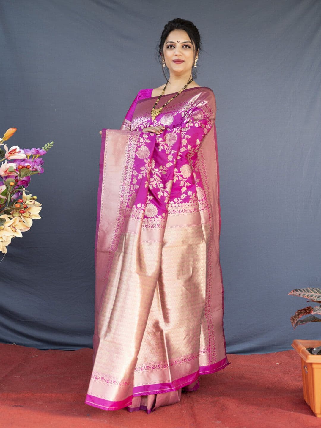 Dhaaga Ghar Woven Design Zari Art Silk Banarasi Saree thumbnail 4
