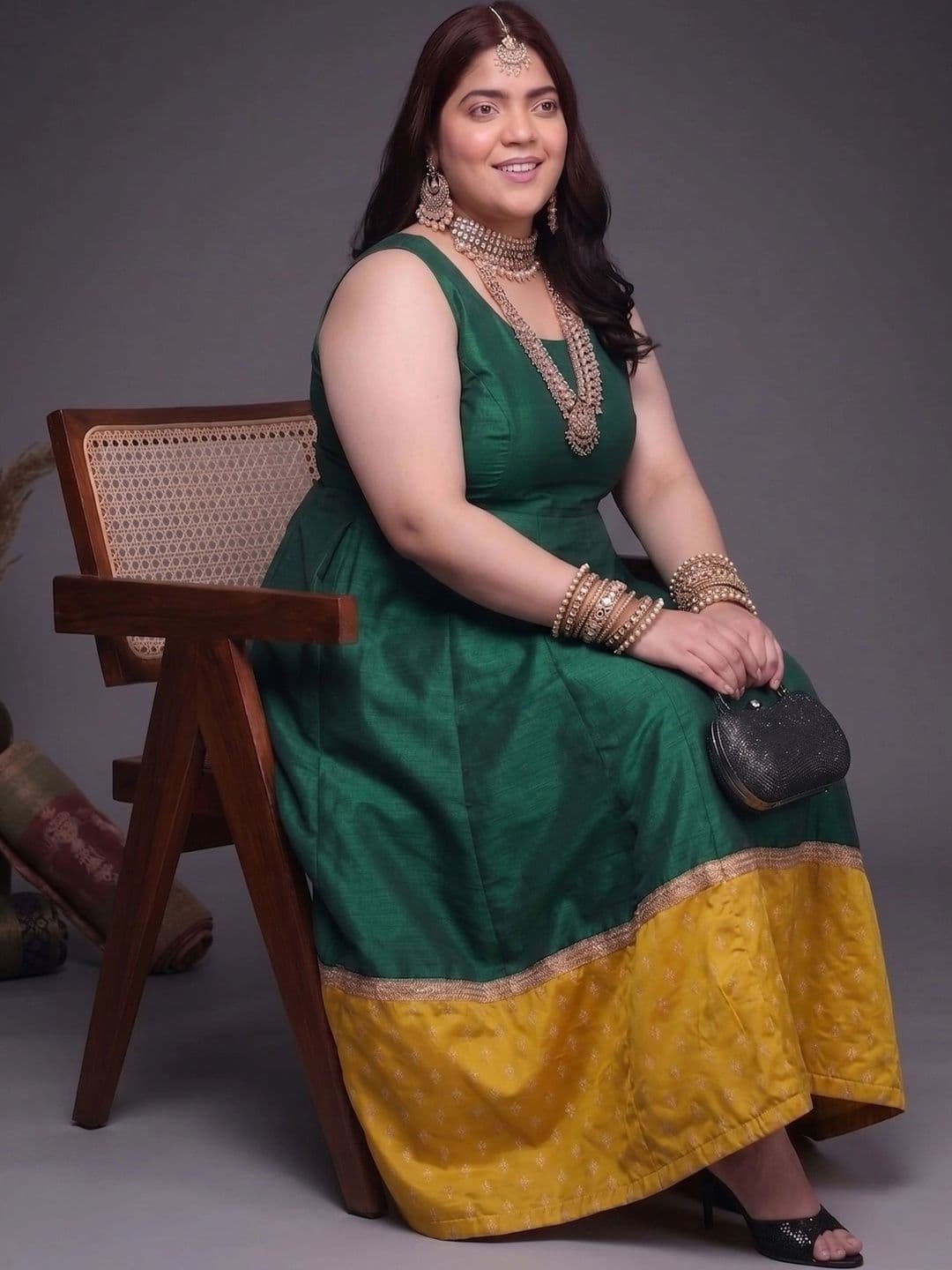 A PLUS BY AHALYAA Printed Round Neck Fit & Flared Ethnic Dresses thumbnail 3