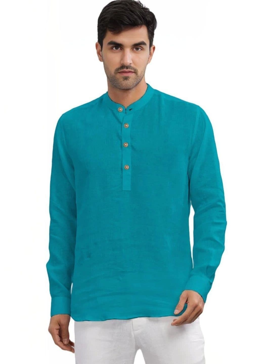 Amrit Trending Men Pack of 2 Cotton Mandarin Collar Kurta thumbnail 6