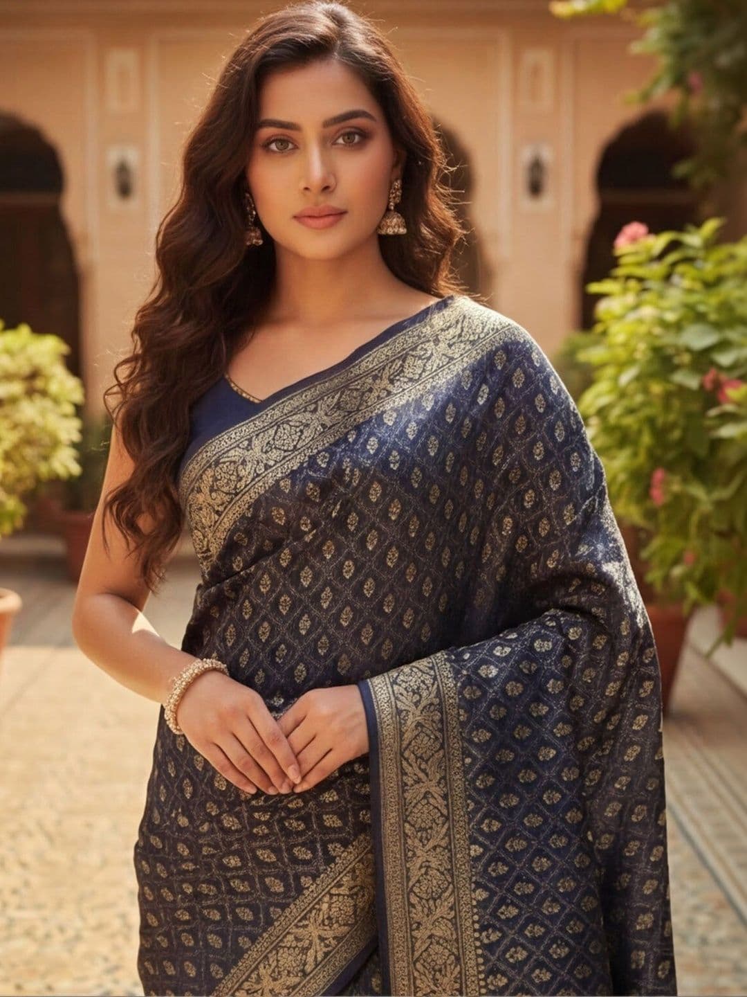 Anouk Rustic Woven Design Zari Silk Blend Designer Banarasi Saree thumbnail 2
