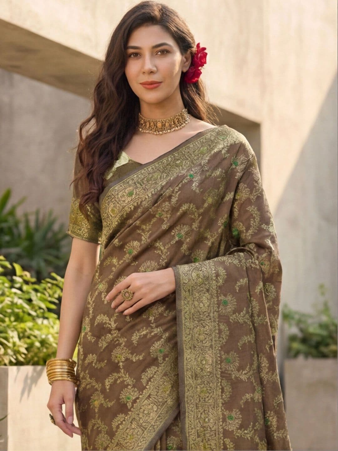 Anouk Rustic Woven Design Zari Silk Blend Designer Kanjeevaram Saree thumbnail 6