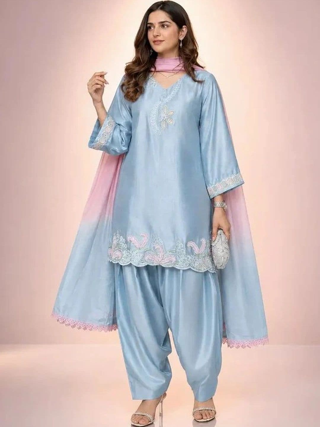 all about you Women Ethnic Motifs Embroidered Regular Thread Work Kurta with Patiala & With Dupatta thumbnail 4