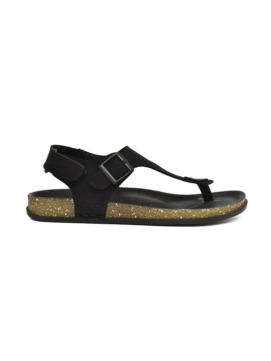 G L Trend Men Casual Iightweight Black T Strap Velcro Sandals thumbnail 4