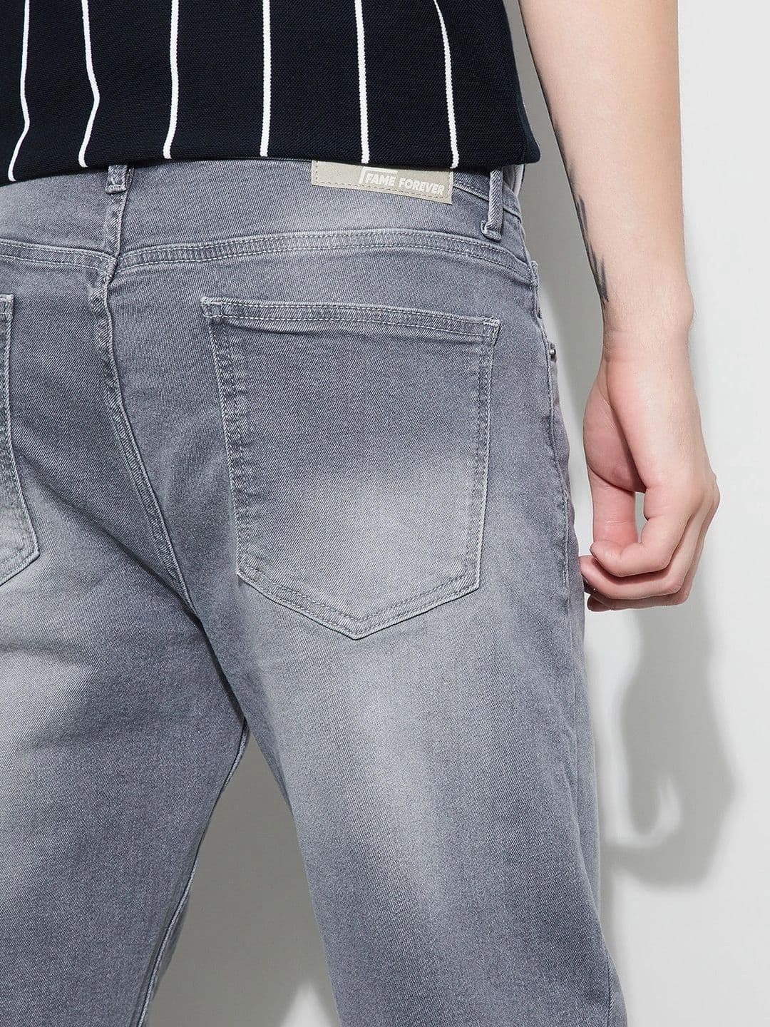 Fame Forever by Lifestyle Men Straight Fit Mid-Rise Low Distress Stretchable Jeans thumbnail 4