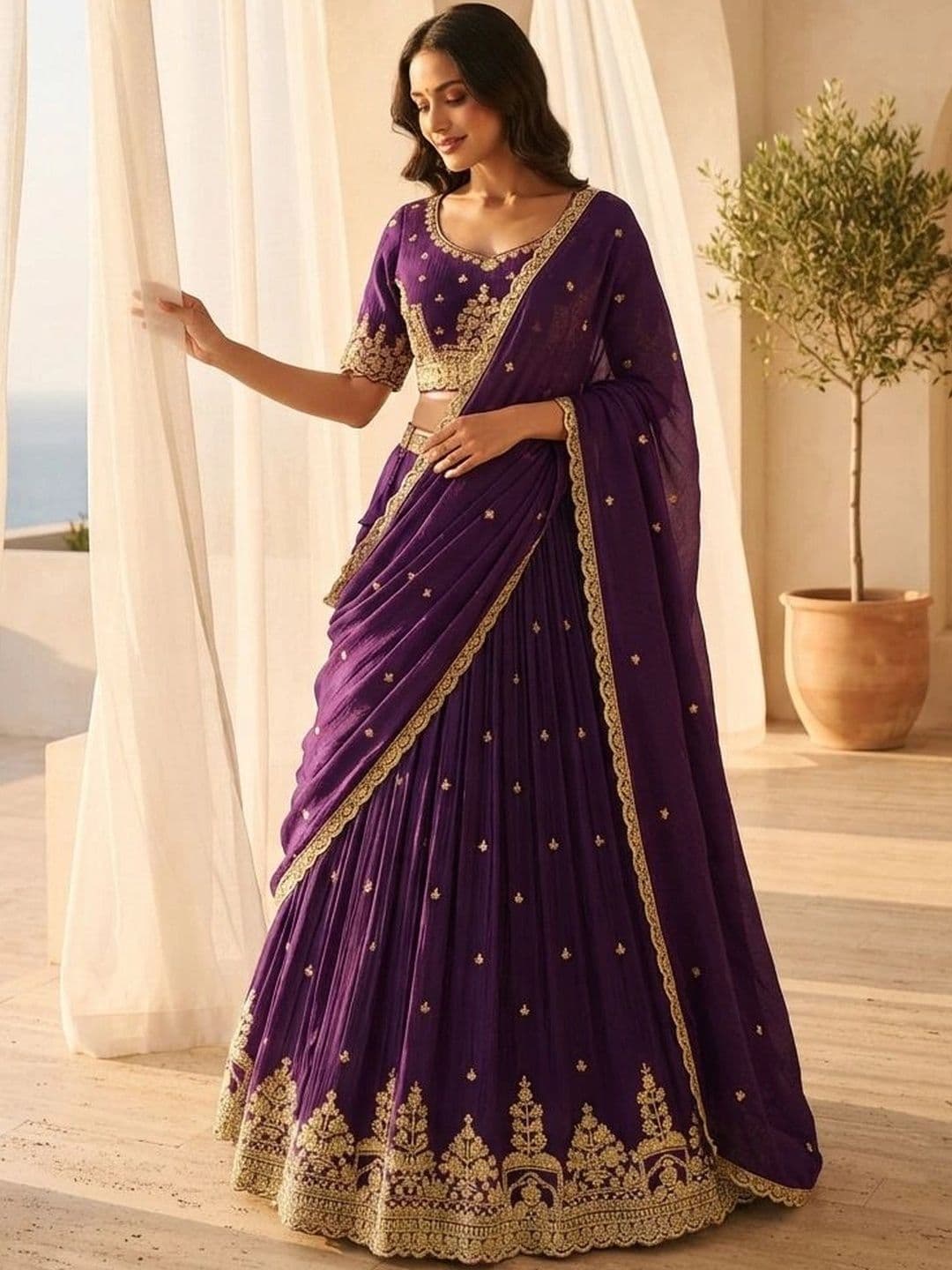 all about you Embroidered Semi-Stitched Lehenga & Blouse With Dupatta - view 1