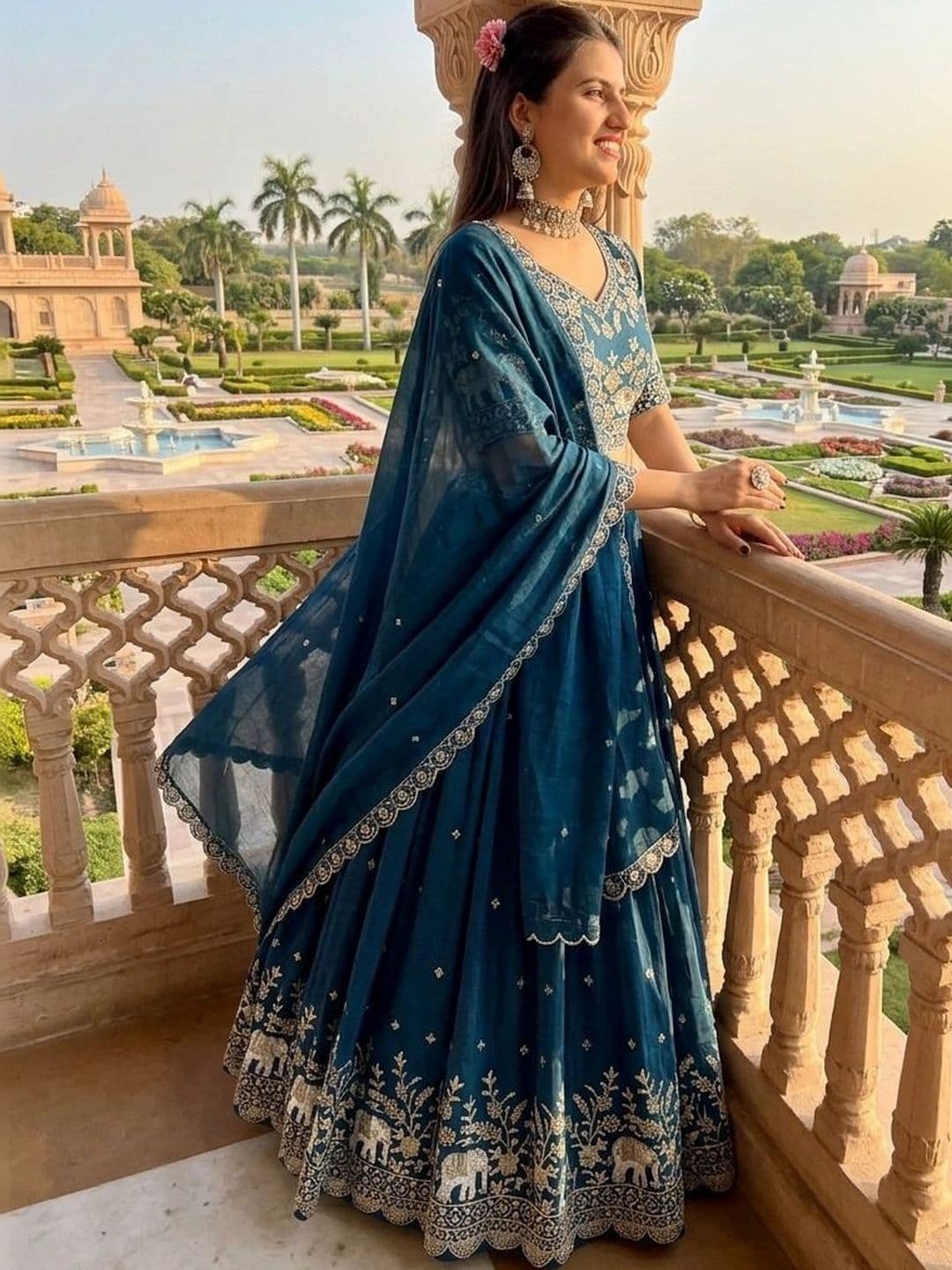 all about you Embroidered Semi-Stitched Lehenga & Blouse With Dupatta thumbnail 3