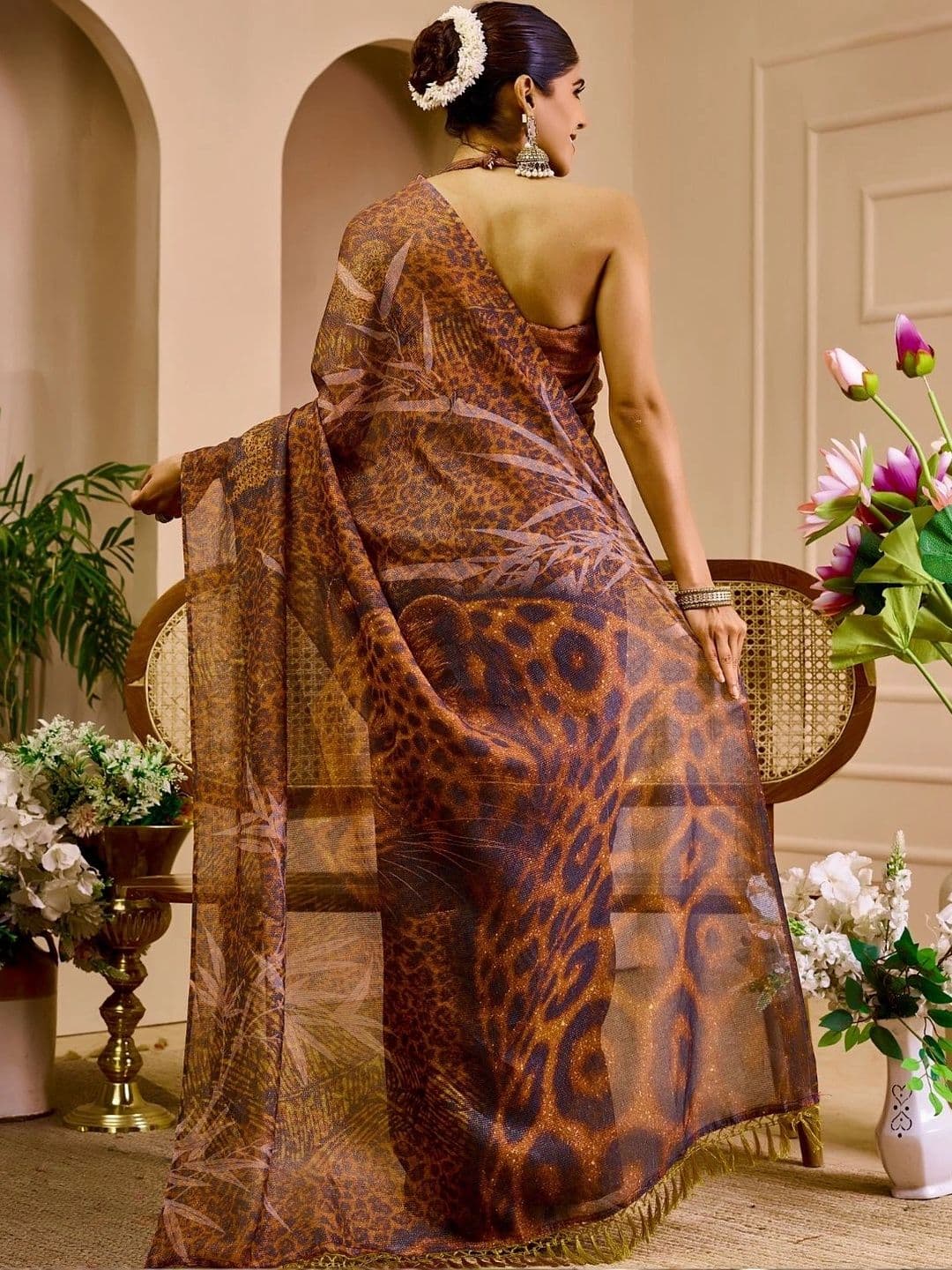ZAMUNA Floral Tissue Designer Bhagalpuri Saree thumbnail 3