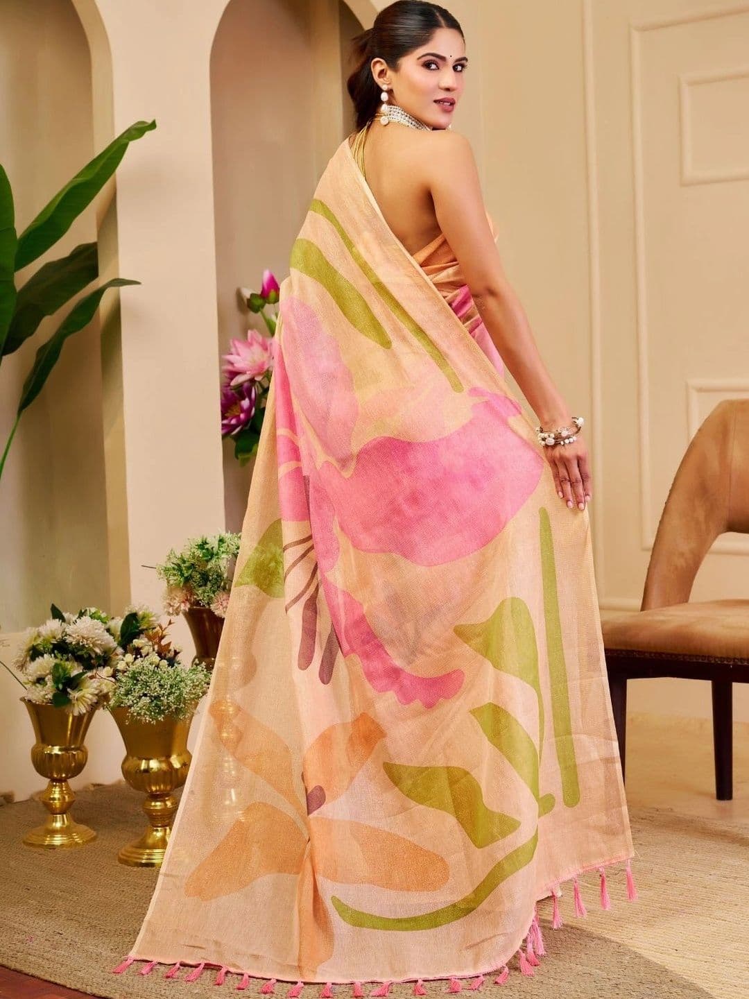 ZAMUNA Floral Tissue Designer Bhagalpuri Saree thumbnail 3