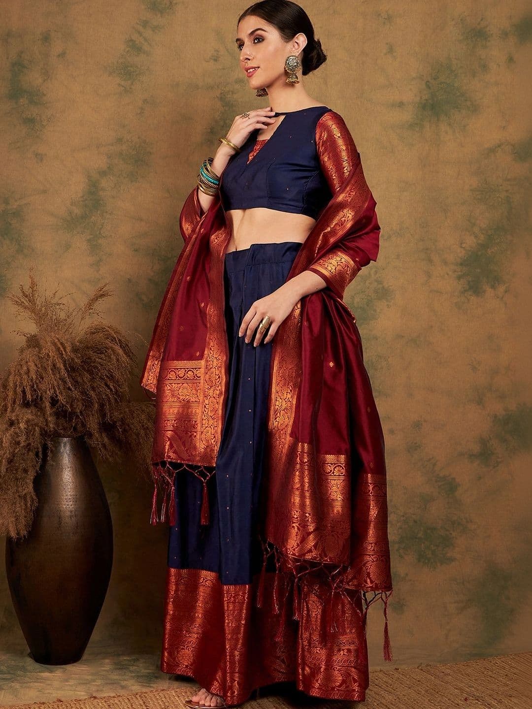 Anouk Rustic Embellished Semi-Stitched Lehenga & Unstitched Blouse With Dupatta thumbnail 5