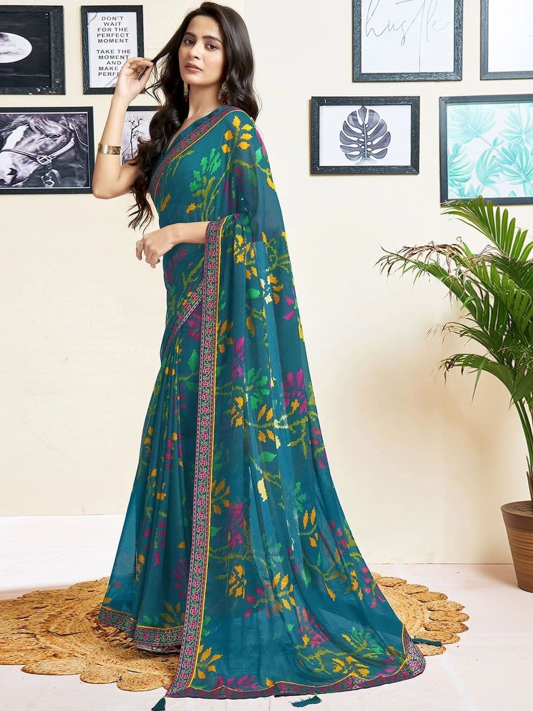 SANISA Floral Pure Chiffon Saree - view 1