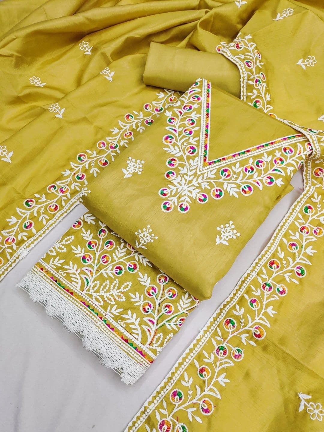 TAVAS Embroidered Pure Cotton Unstitched Dress Material thumbnail 5