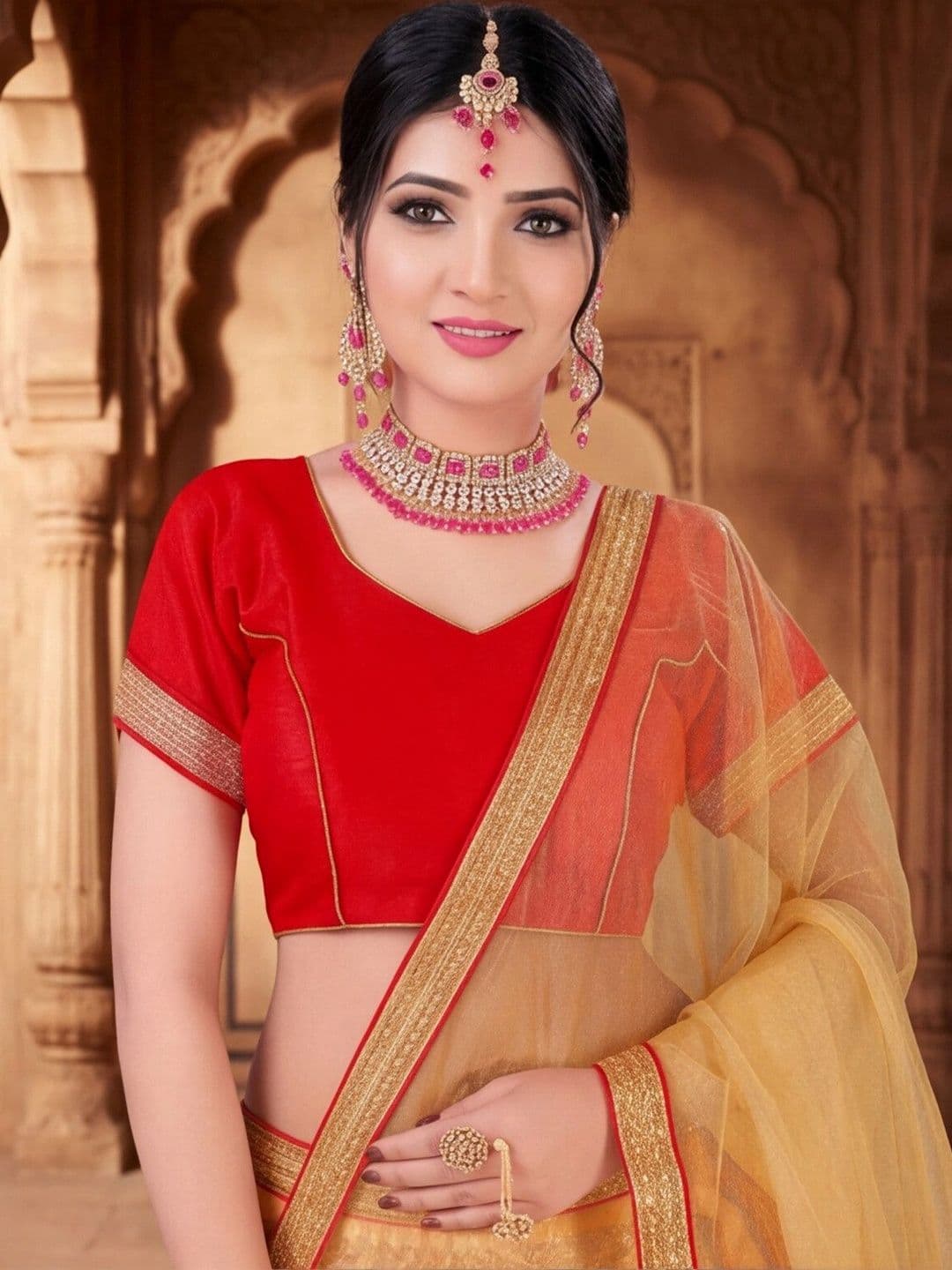 Anouk Rustic Semi-Stitched Lehenga & Unstitched Blouse With Dupatta thumbnail 3