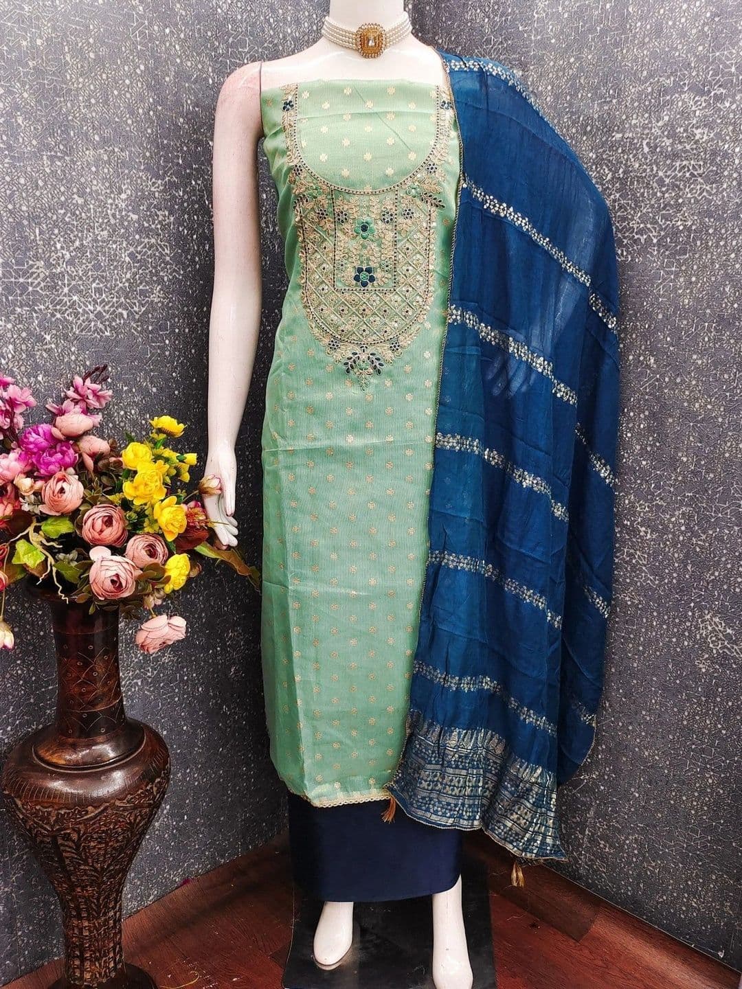 TAVAS Embroidered Unstitched Dress Material thumbnail 3