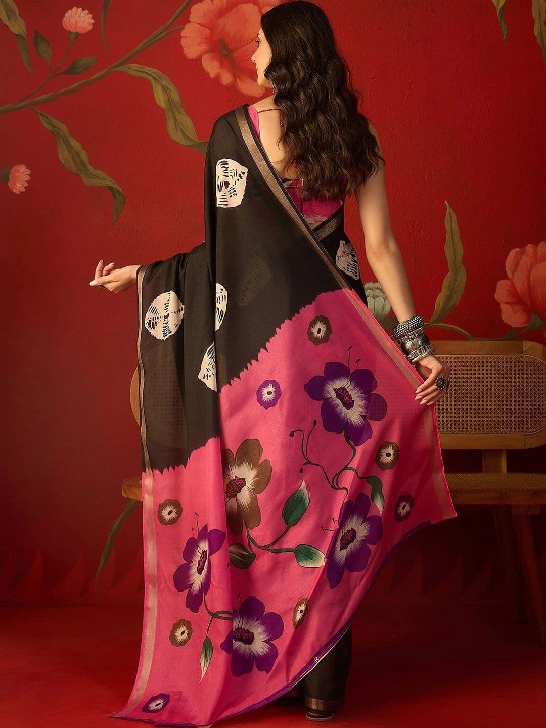 Sangria Zari Silk Cotton Bandhani Saree thumbnail 6