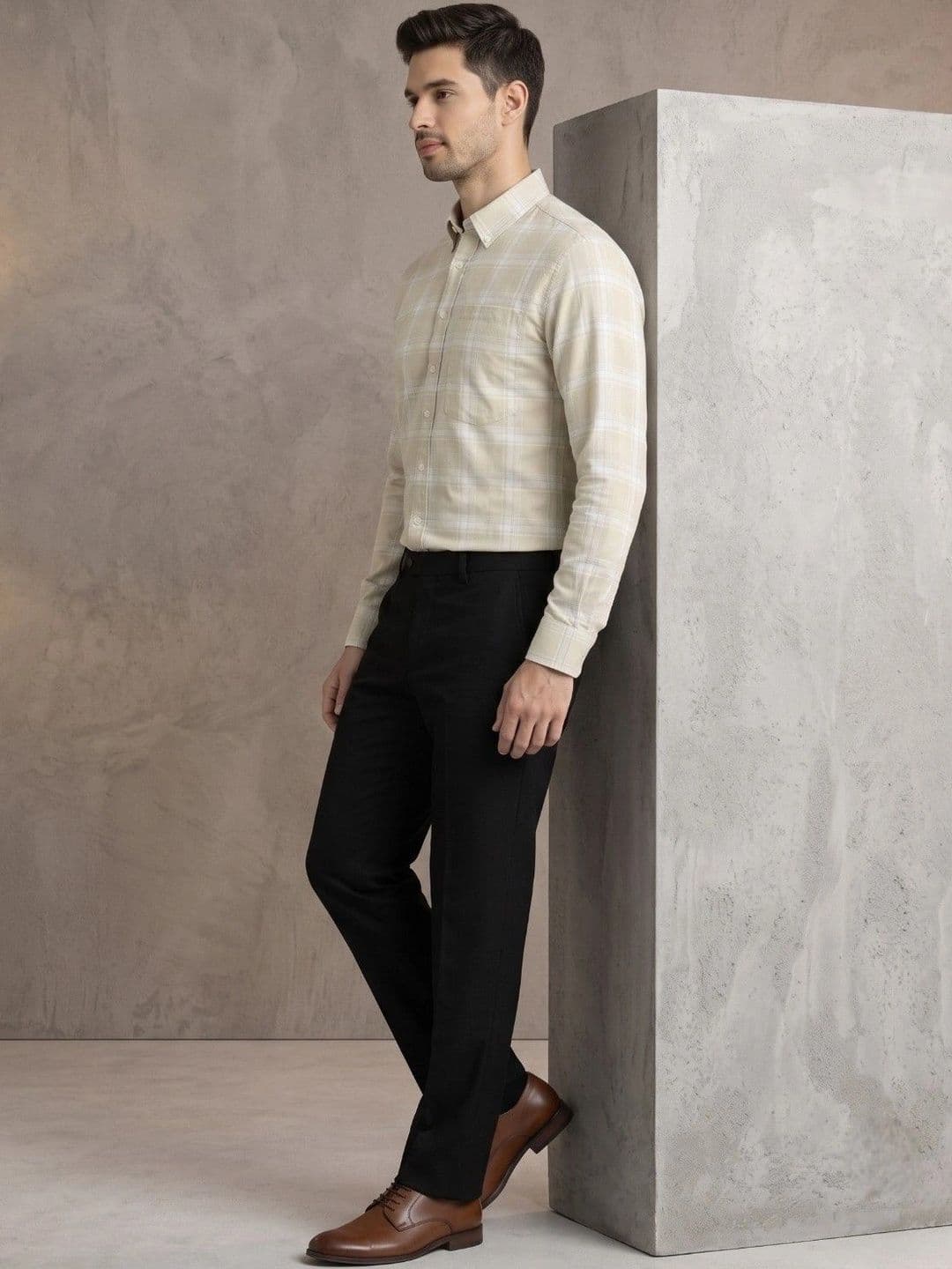 Studio-9 Men Classic Slim Fit Gingham Checks Checked Casual Shirt thumbnail 6