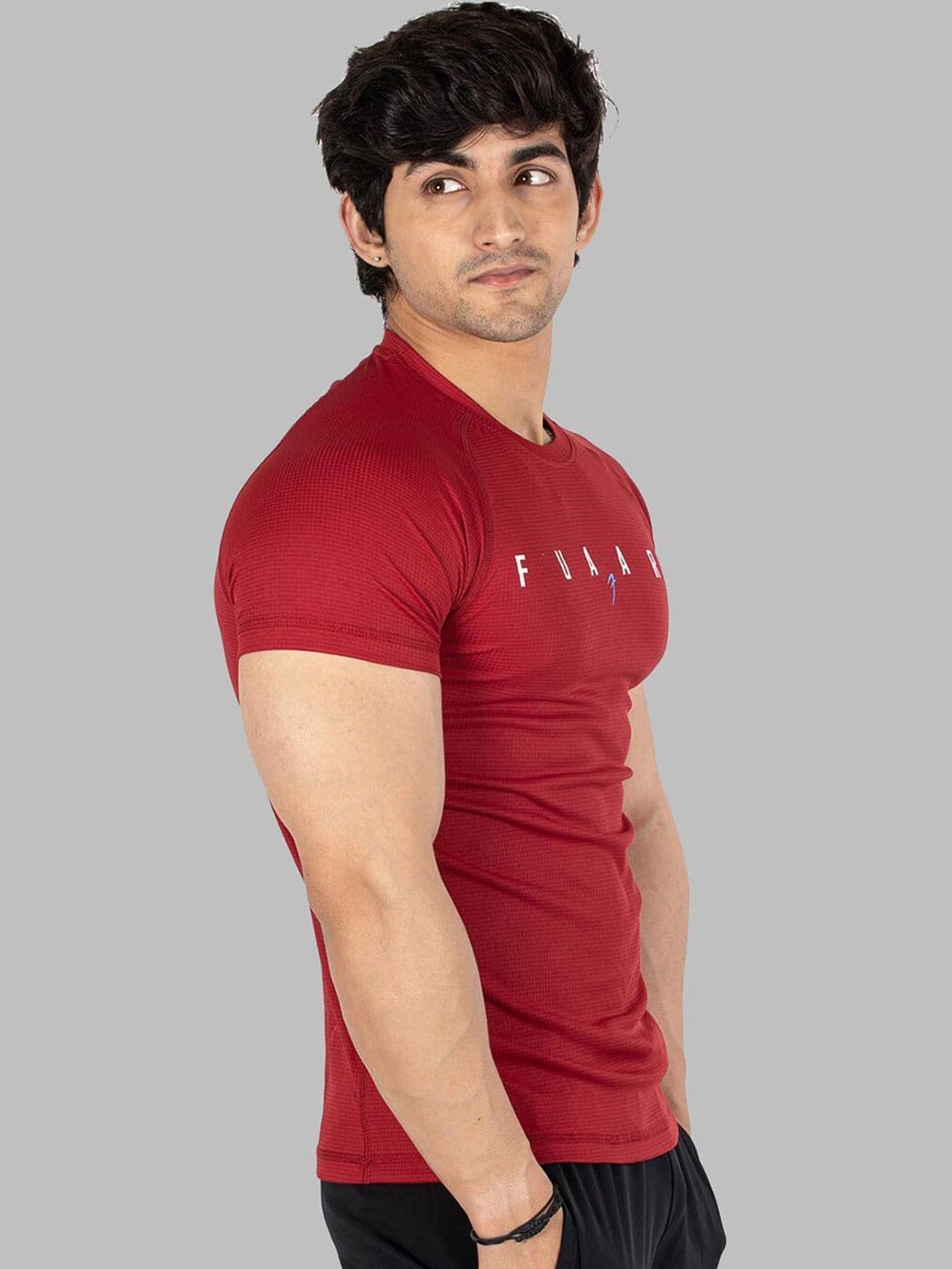 FUAARK Slim Fit Typography Printed Raglan Sleeves Anti Odour Gym T-shirt thumbnail 4