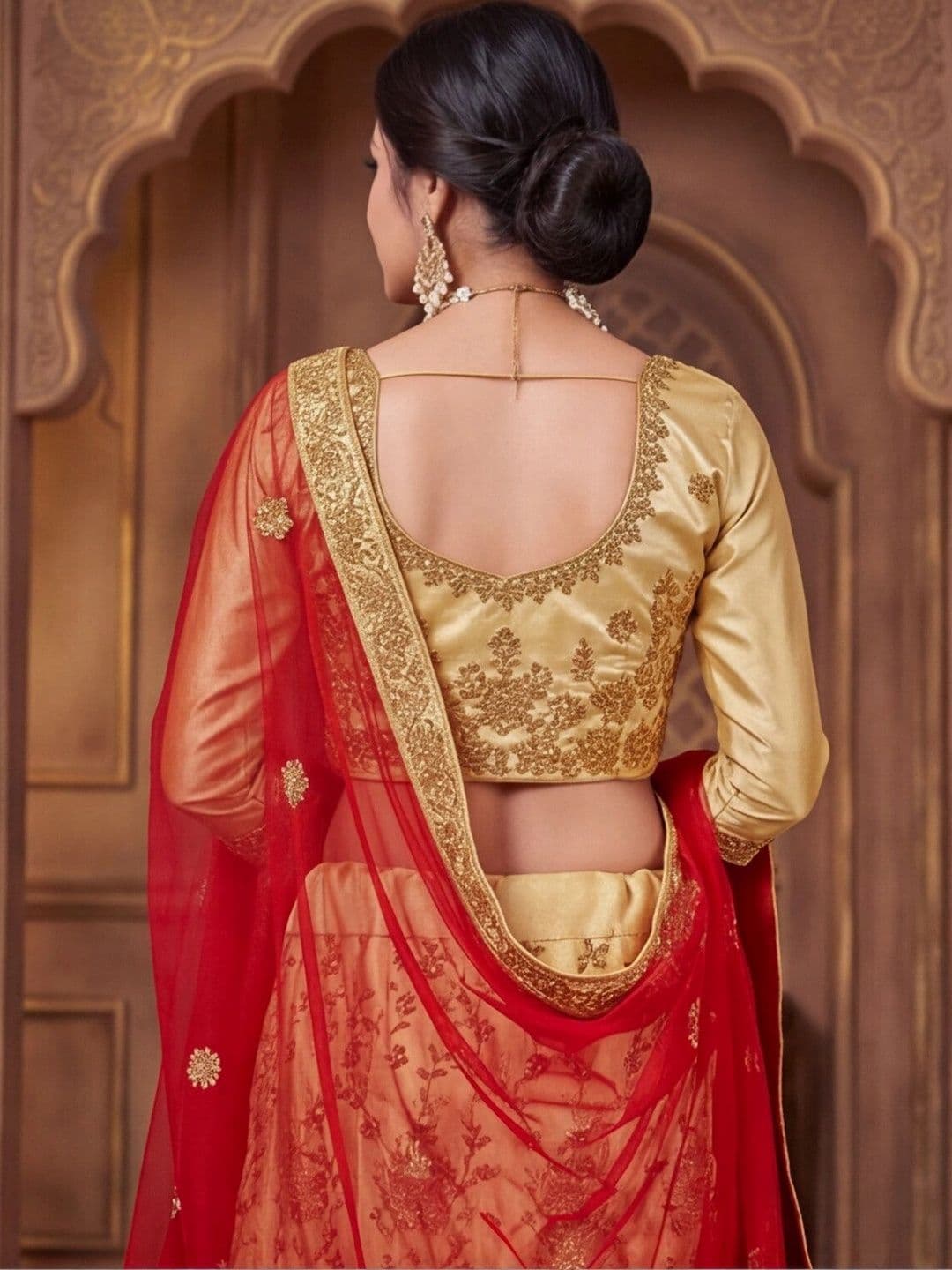 Anouk Rustic Embroidered Semi-Stitched Lehenga & Unstitched Blouse With Dupatta thumbnail 3
