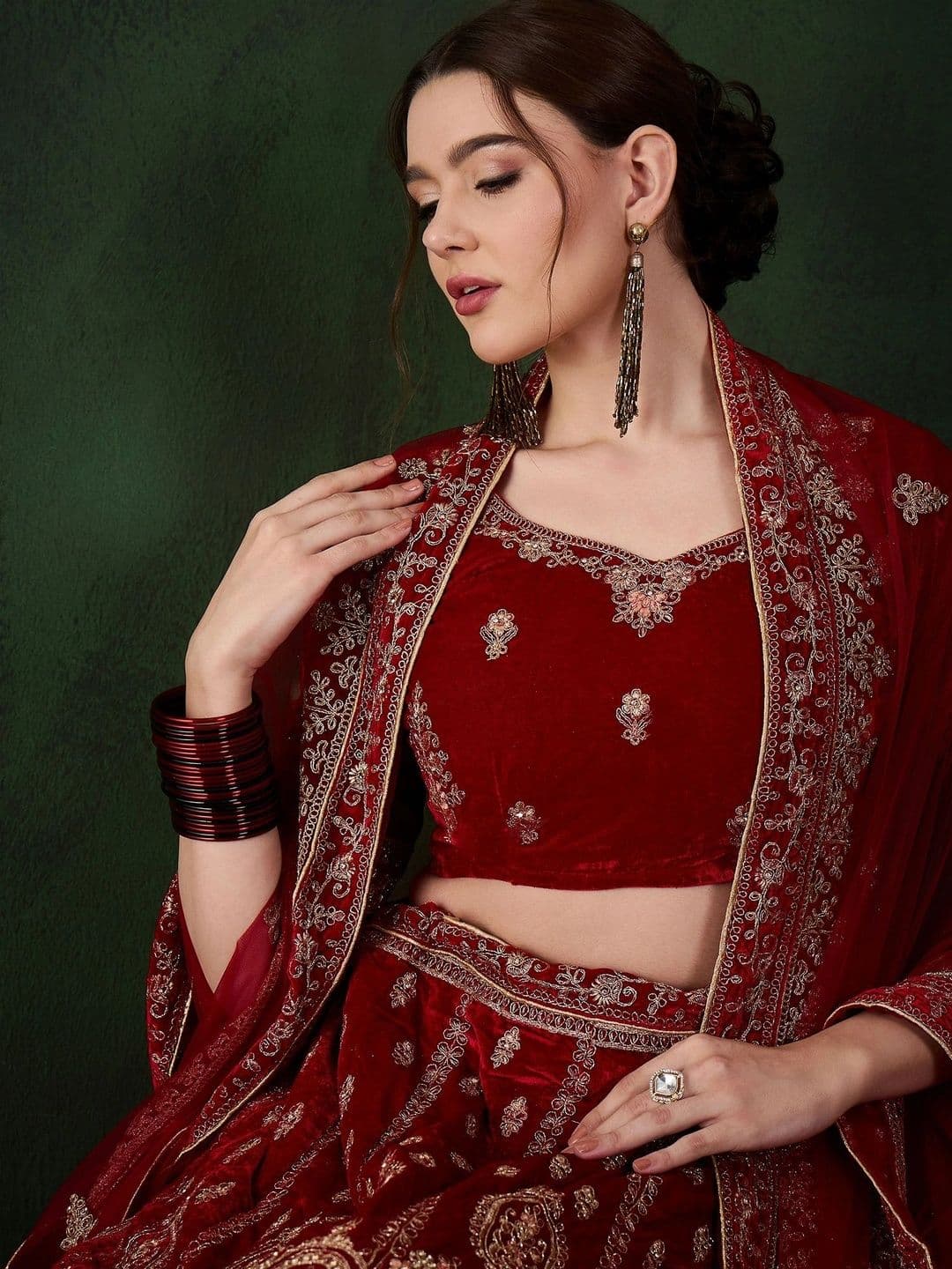 Anouk Rustic Embroidered Semi-Stitched Lehenga & Unstitched Blouse With Dupatta thumbnail 4