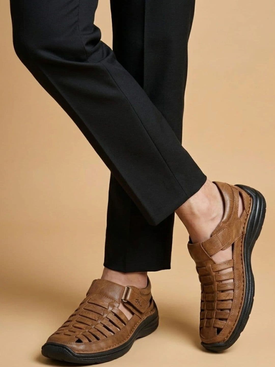 Mardi Gras Men Leather Fisherman Sandals - view 1