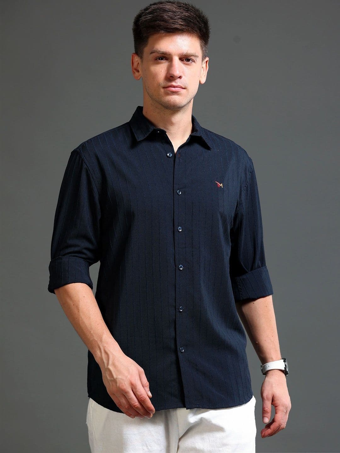 TOM MACKLER Men Classic Slim Fit Striped Casual Shirt thumbnail 2