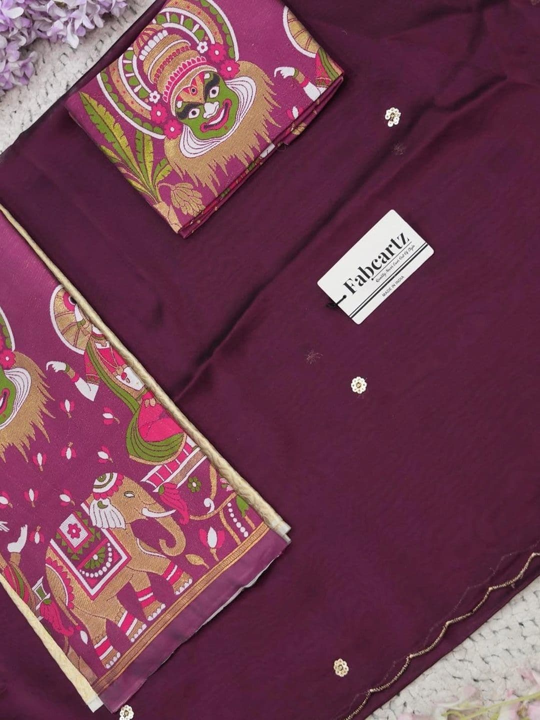 Fabcartz Sequinned Unstitched Lehenga & Blouse With Dupatta thumbnail 2