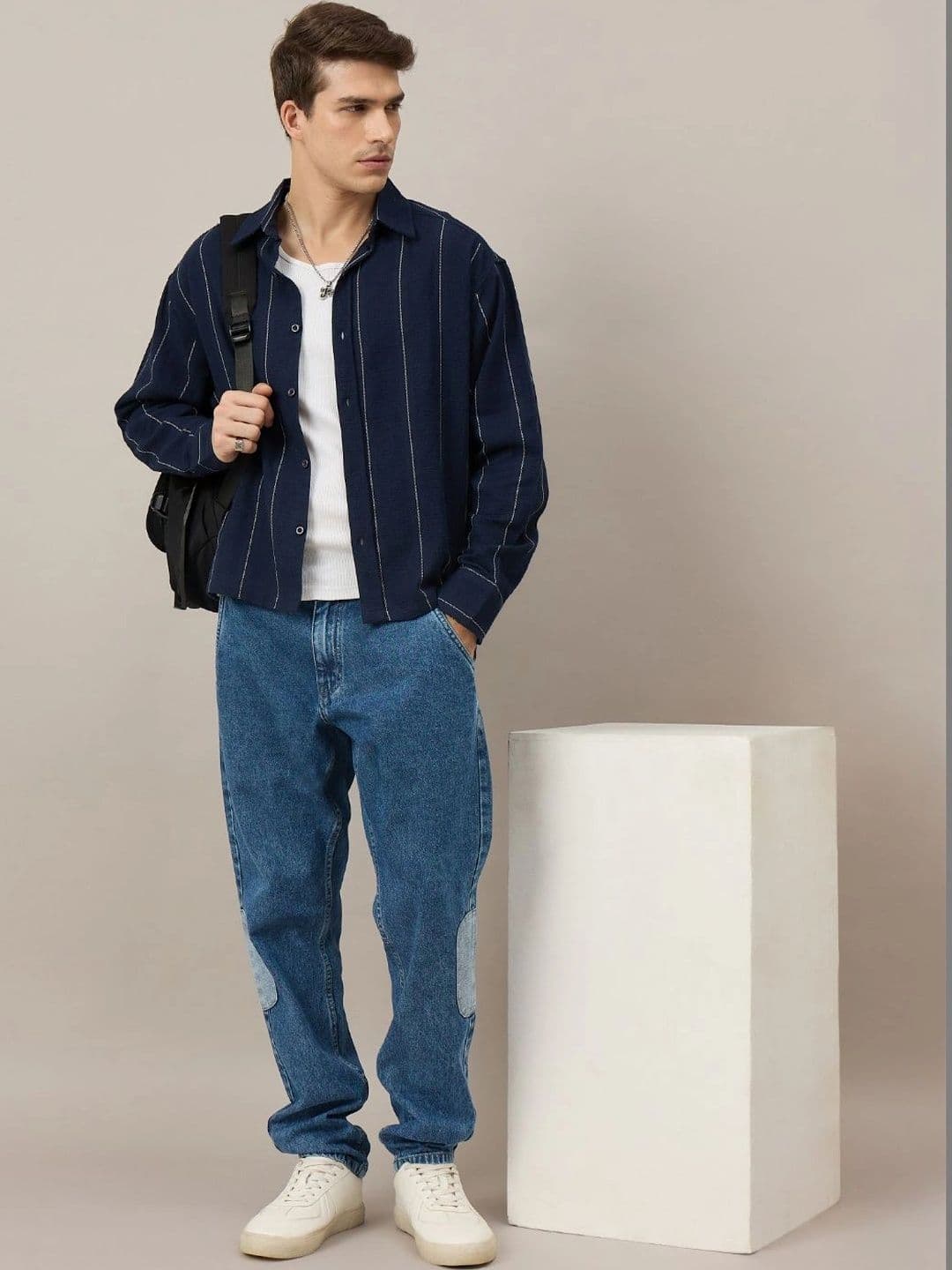 CHIMPAAANZEE Men Boxy Striped Casual Shirt thumbnail 5