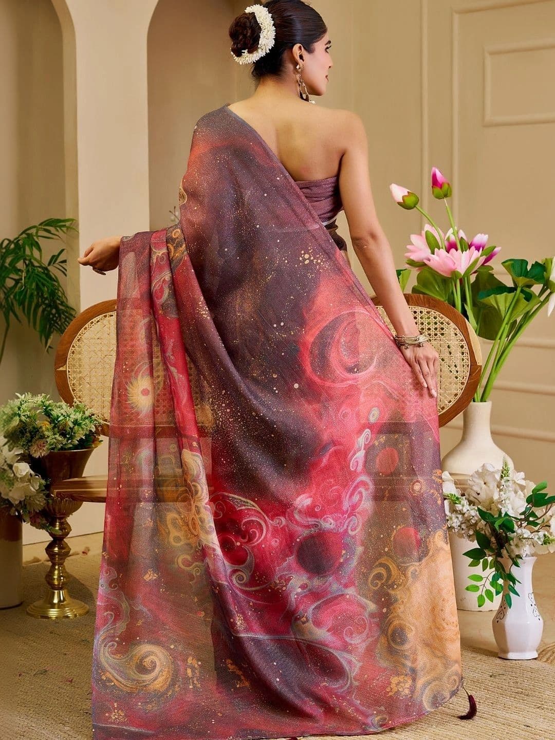 ZAMUNA Floral Tissue Designer Bhagalpuri Saree thumbnail 5