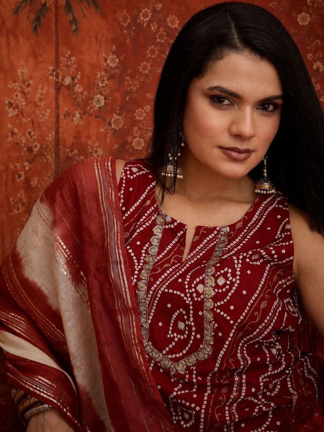 Sangria Women Ethnic Motifs Printed Regular Kurta with Patiala & With Dupatta thumbnail 4