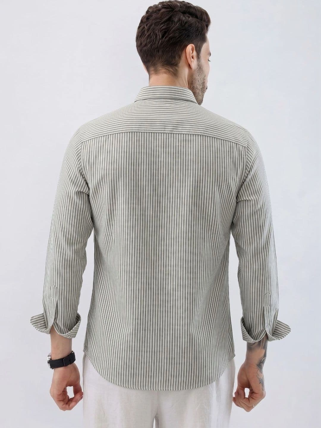 HENSHIKA Men Standard Striped Casual Shirt thumbnail 2