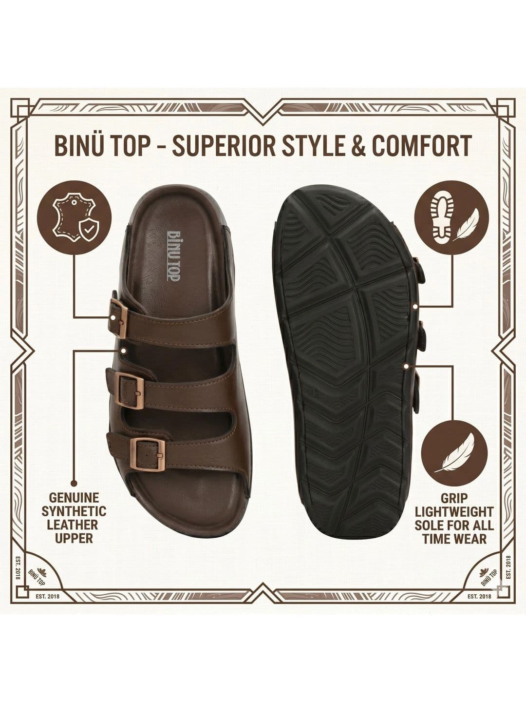 BINUTOP Men Comfort Sandals thumbnail 2