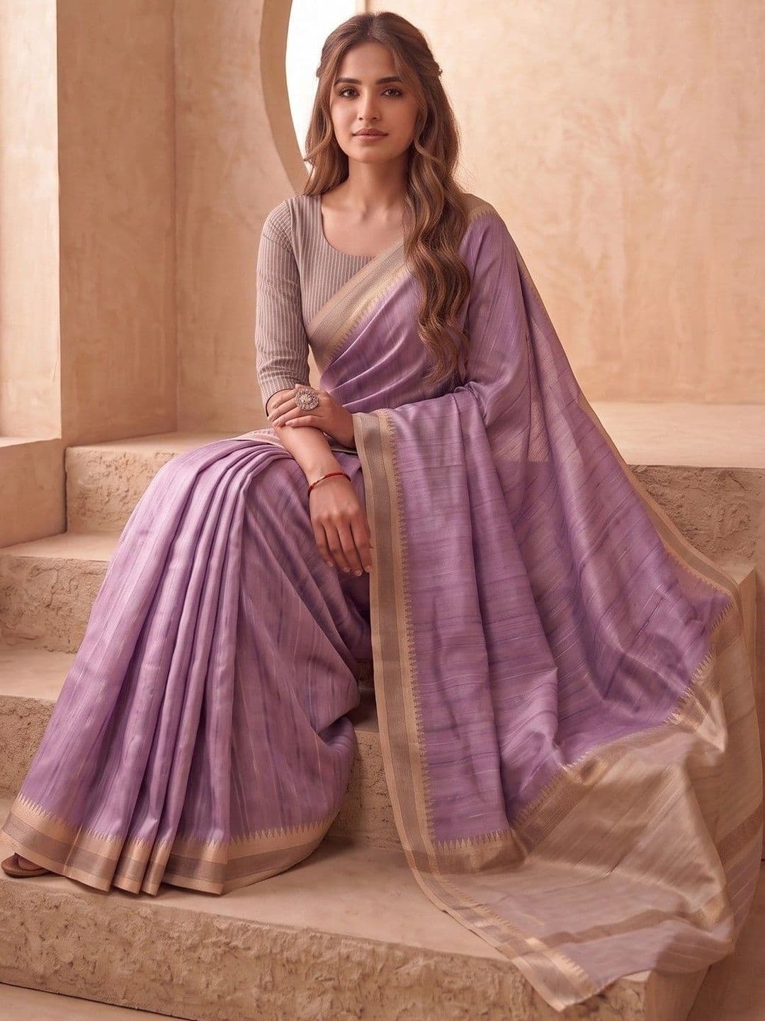 House of Vived Embellished Silk Blend Designer Saree thumbnail 5
