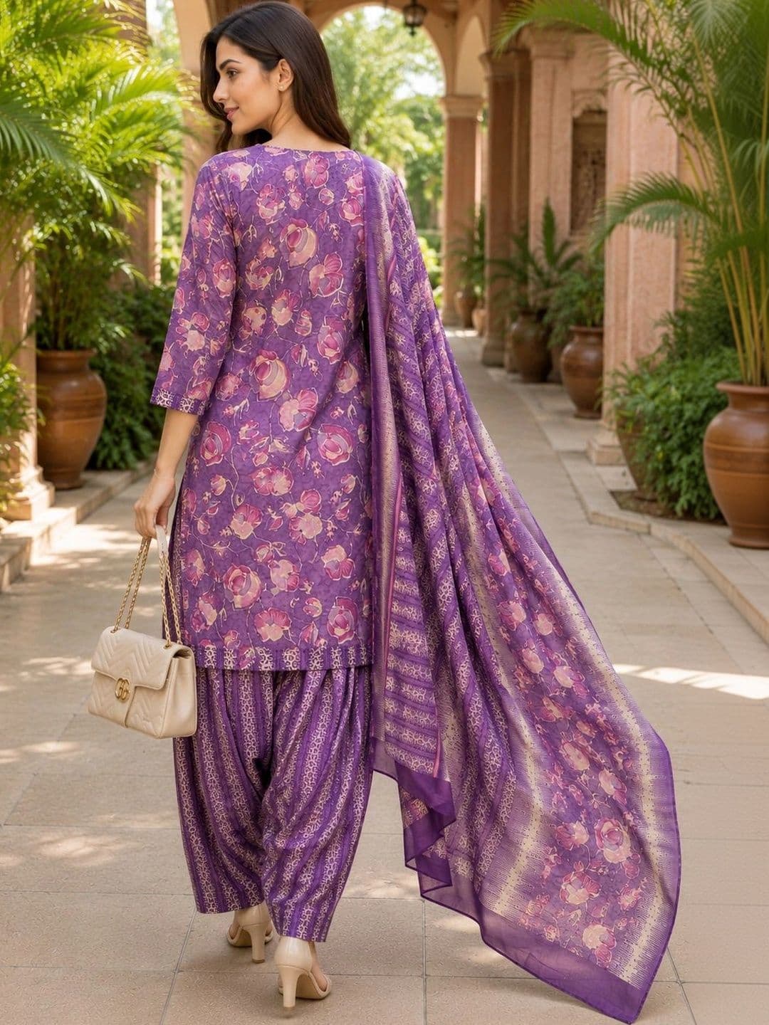Moda Rapido Women Floral Printed Regular Kurta with Patiala & With Dupatta thumbnail 2